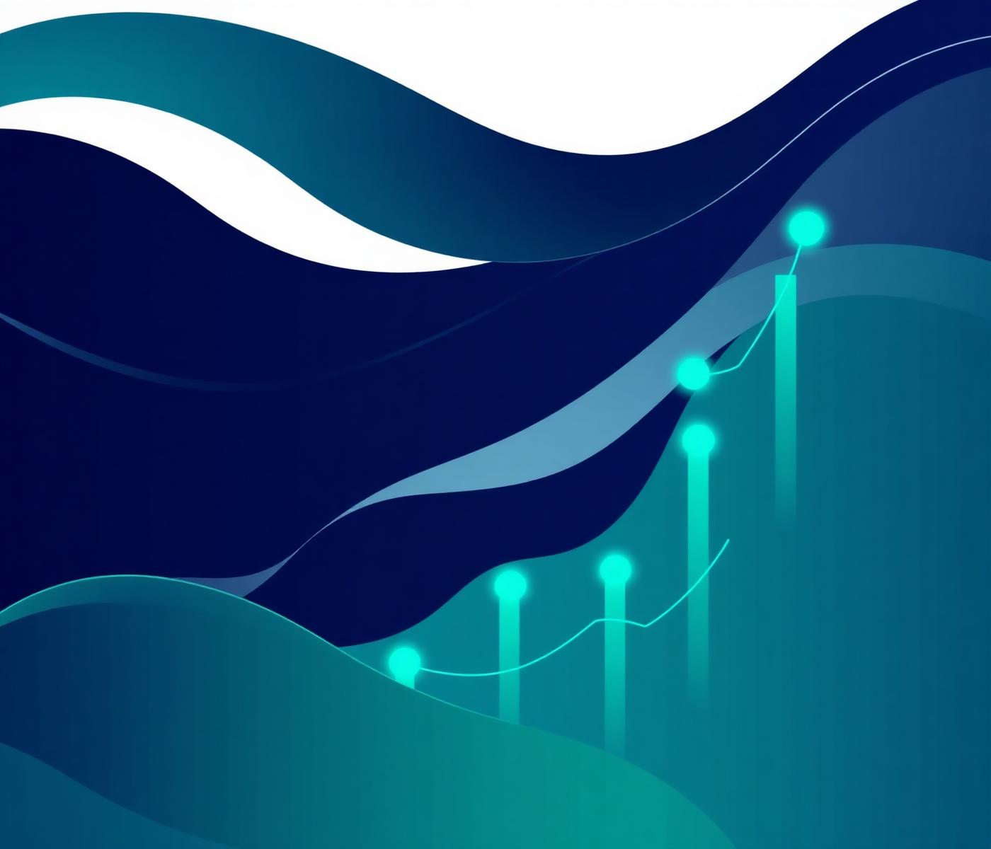 Abstract navy and teal financial growth illustration